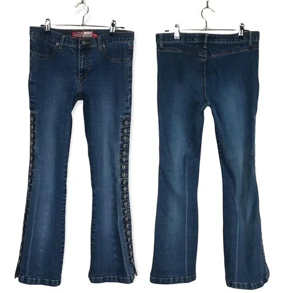 Y2K Button Side Bootcut Jeans - Picture 2 of 4